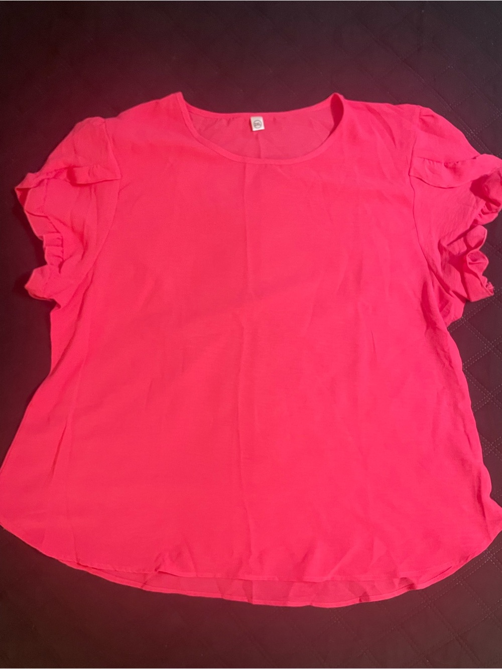 Hot Pink Round Neck Ruched Women'S Blouse. Size 2X